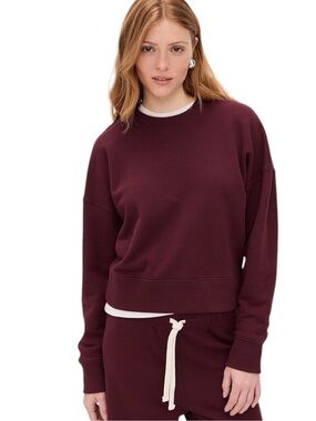 SPLITS59 🍒 Brooks Fleece Pullover Sweatshirt Dark Cherry Red Burgundy S Small